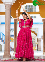 Load image into Gallery viewer, Beautiful Pink And White Color Georgette Designer Gown
