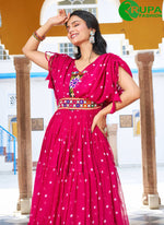 Load image into Gallery viewer, Beautiful Pink And White Color Georgette Designer Gown
