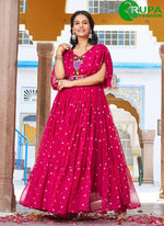 Load image into Gallery viewer, Beautiful Pink And White Color Georgette Designer Gown
