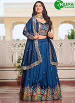 Load image into Gallery viewer, Pure Vichitra Silk Readymade Lehenga Choli with Embroidered, Sequins, Thread and Zari Work
