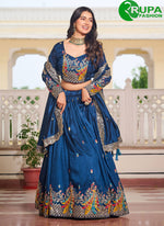 Load image into Gallery viewer, Pure Vichitra Silk Readymade Lehenga Choli with Embroidered, Sequins, Thread and Zari Work
