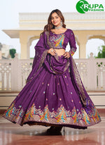 Load image into Gallery viewer, Awesome Purple Color Pure Vichitra Silk Traditional Ready Made Lehenga Choli
