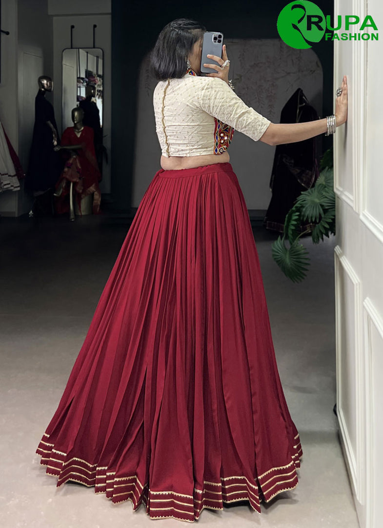 Majestic Maroon Color Pure Rayon Designer Ready Made Lehenga Choli
