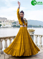 Load image into Gallery viewer, Mustard Color Plain Work Rayon Readymade Lehenga Choli
