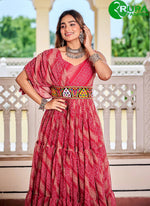 Load image into Gallery viewer, Rani Color Faux Georgette Gown with Gamthi, Mirror and Print Work
