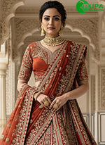 Load image into Gallery viewer, Majestic Orange Colo Silk Bridal Lehenga Choli with Dori, Embroidered, Sequins, Thread and Zari Work