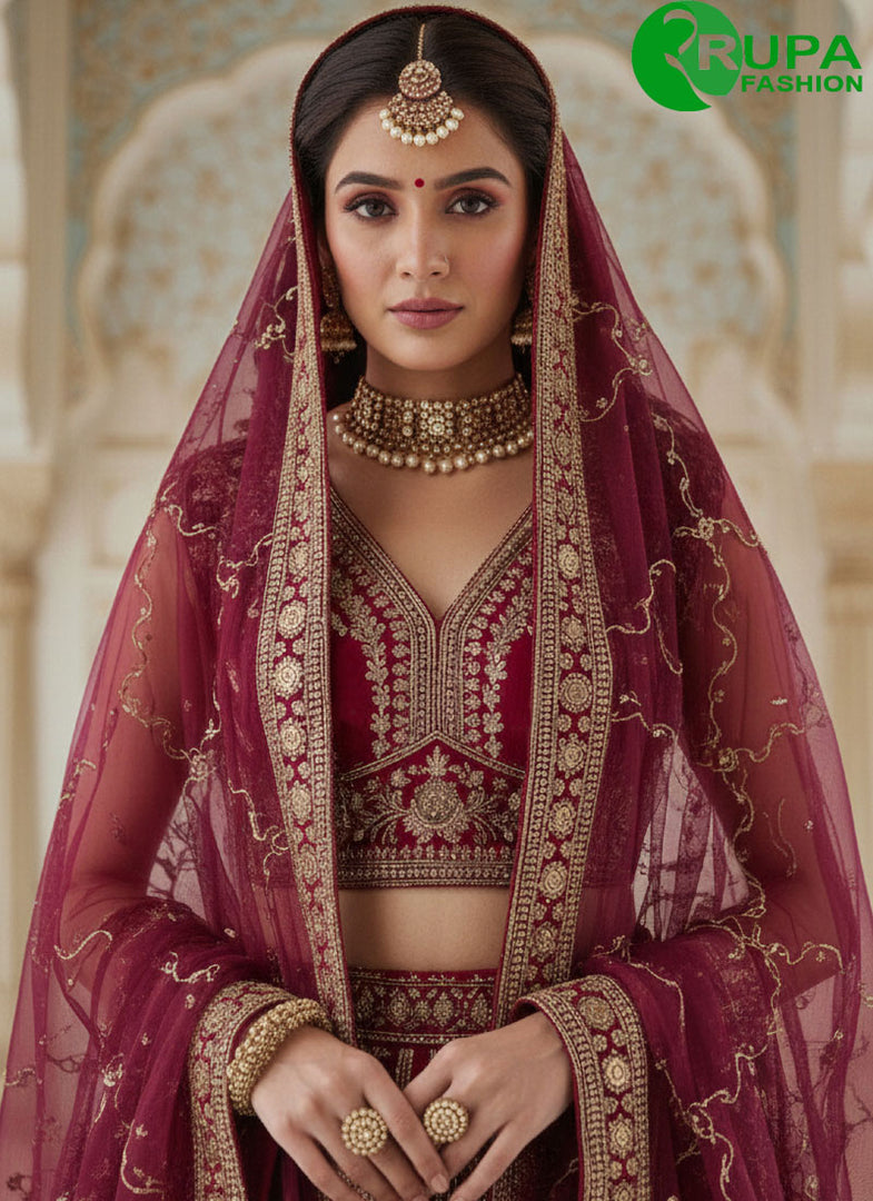 Magnetic Pink Color Dori, Embroidered, Sequins, Thread and Zari Work Silk Lehenga Choli