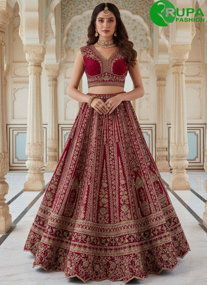 Magnetic Pink Color Dori, Embroidered, Sequins, Thread and Zari Work Silk Lehenga Choli