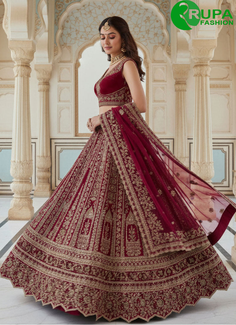 Magnetic Pink Color Dori, Embroidered, Sequins, Thread and Zari Work Silk Lehenga Choli