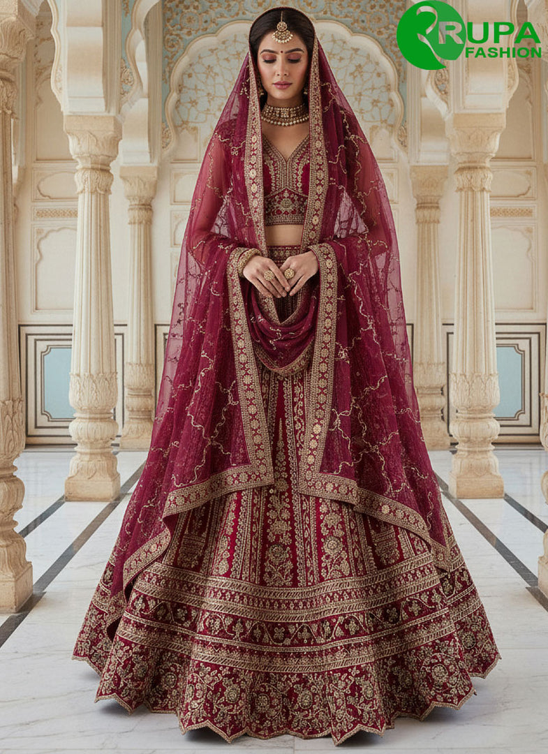 Magnetic Pink Color Dori, Embroidered, Sequins, Thread and Zari Work Silk Lehenga Choli