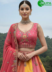 Wonderful Multi Color Dori, Embroidered, Sequins and Thread Work Silk Lehenga Choli