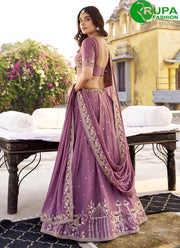 Lavender Color Crush Lehenga Choli with Embroidered, Sequins and Thread Work