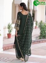 Load image into Gallery viewer, Attractive Green Color Faux Blooming New Designer Festival Wear Straight Suit