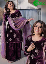 Load image into Gallery viewer, Sparkling Wine Color Zari Embroidered Ice Velvet Festive Wear Salwar Kameez