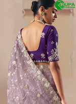 Load image into Gallery viewer, Purple Color Fancy Fabric Embroidered and Sequins Work Contemporary Saree
