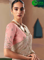 Load image into Gallery viewer, Cream Color Fancy Fabric Embroidered and Sequins Work Classical Saree
