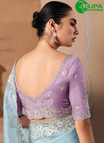 Load image into Gallery viewer, Adorable Aqua Blue Color Fancy Fabric Traditional Party Wear Saree
