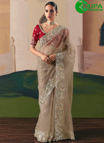 Load image into Gallery viewer, Beige Color Fancy Fabric New Designer Party Wear Traditional Saree
