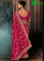 Load image into Gallery viewer, Lovely Pink Color Satin Traditional Saree with Aari and Embroidered Work