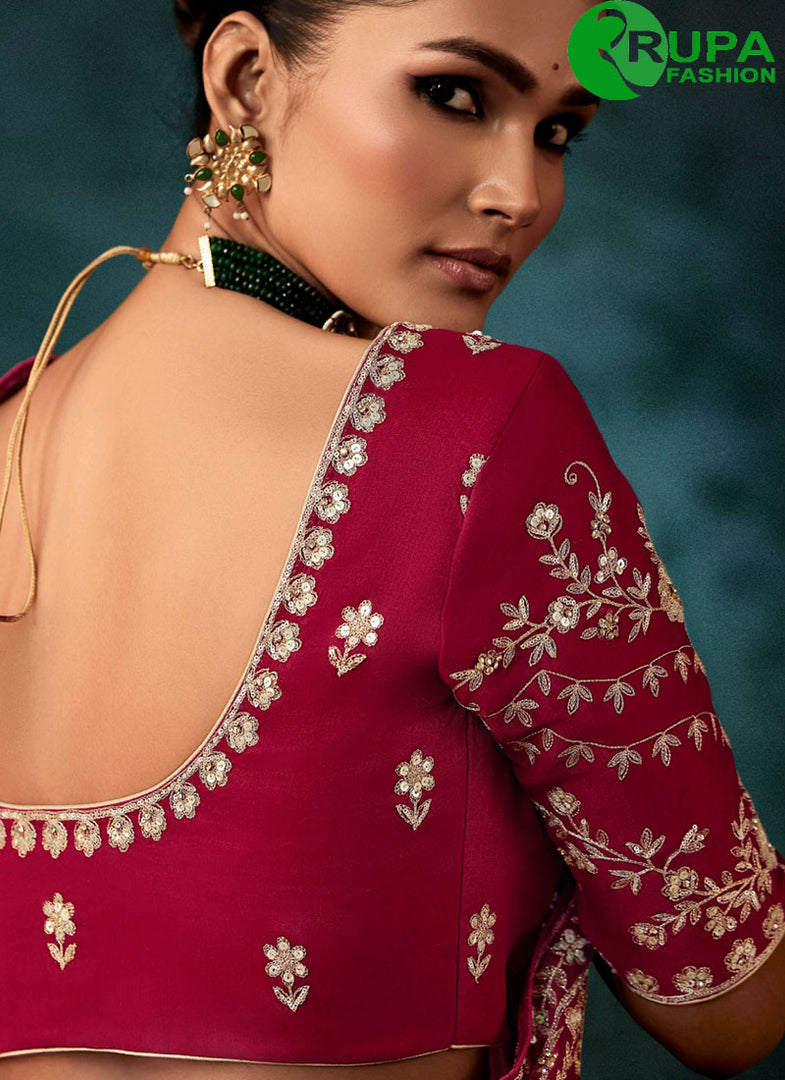 Wonderful Purple Color Satin New Designer Party Wear Classical Saree