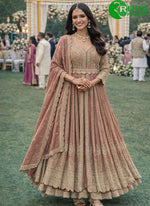 Load image into Gallery viewer, Attractive Onion Pink Color Georgette Embroidered Work Chinon Anarkali Salwar Suit
