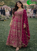 Load image into Gallery viewer, Beautiful Wine Color Georgette New Designer Anarkali Pattern Suit With Heavy Work