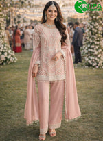 Load image into Gallery viewer, Peach Color Georgette Pakistani Salwar Suit with Beads and Embroidered Work