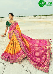 Adorable Mustard With Rani Color Pure Georgette Designer Traditional Party Wear Saree