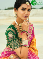 Load image into Gallery viewer, Adorable Mustard With Rani Color Pure Georgette Designer Traditional Party Wear Saree
