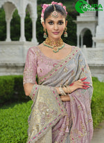 Load image into Gallery viewer, Multi Color Silk Traditional Saree with resham Embroidered and Khatli Work