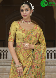 Divine Green Color Silk New Designer Traditional Saree With Embroidered Khatli Work