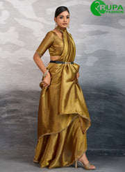 Awesome Mustard Color Burberry Classic Designer Party Wear Saree