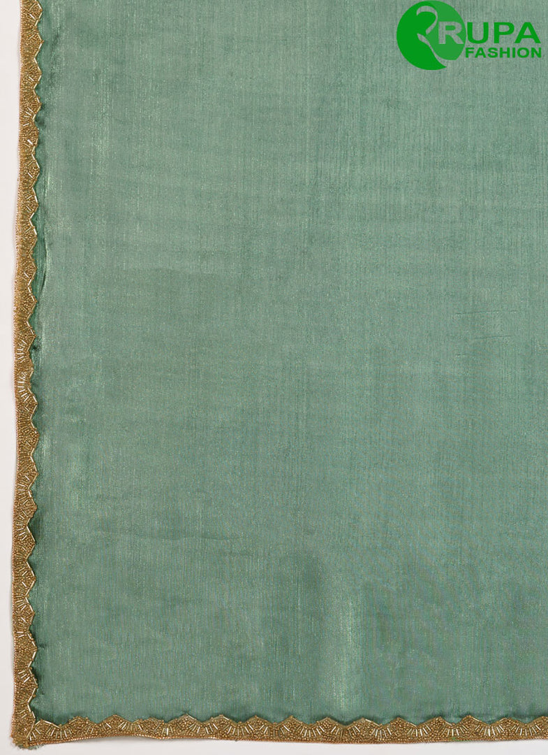 Teal Burberry Contemporary Sari with Beads, Patch Border and Cut Dana Work