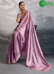 Superb Lavender Burberry Designer Saree with Beads, Patch Border and Cut Dana Work