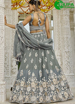 Load image into Gallery viewer, Grey Color Organza Embroidered, Sequins, Thread and Zari Work Readymade Lehenga Choli