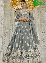Load image into Gallery viewer, Grey Color Organza Embroidered, Sequins, Thread and Zari Work Readymade Lehenga Choli