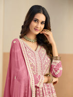 Load image into Gallery viewer, Lovely Pink Color Embroidered Work Faux Georgette Anarkali Suit