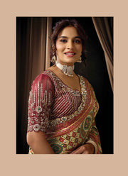 Maroon With Multi Color Jacquard Silk New Trendy Saree With Sequins And Pearl Work