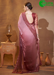 Splendorous Brown Color Jimmy ChuTrendy with Embroidered Work for Ceremonial Saree