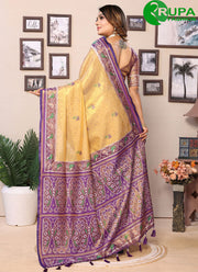 Marvelous Orange Color Banarasi Silk Weaving Work Traditional Saree for Ceremonia