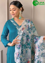 Magnificent Rama Color Rayon Readymade Salwar Suit