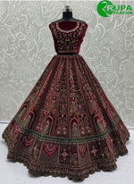 Load image into Gallery viewer, Beautiful Maroon Color Velvet New Designer Hand Work Bridal Wear A Line Lehenga Choli
