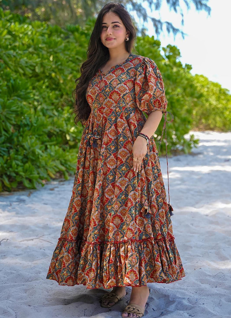 Beautiful Multi Color Heavy Rayon Digital Print Work Casual Kurti