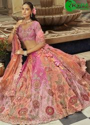 Lovely Pink Color Silk Designer Ready Made Lehenga Choli with Embroidered, Sequins and Zari Work