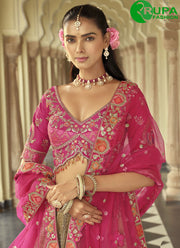 Beautiful Beige With Pink Color Embroidered, Sequins and Zari Work Silk Ready Made Lehenga Choli