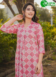 New Designer Pink Color Digital Print Work Rayon Kurti
