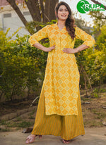 Load image into Gallery viewer, Beautiful Yellow Color Rayon Cotton And Digital Print Work Kurti
