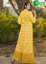 Beautiful Yellow Color Rayon Cotton And Digital Print Work Kurti