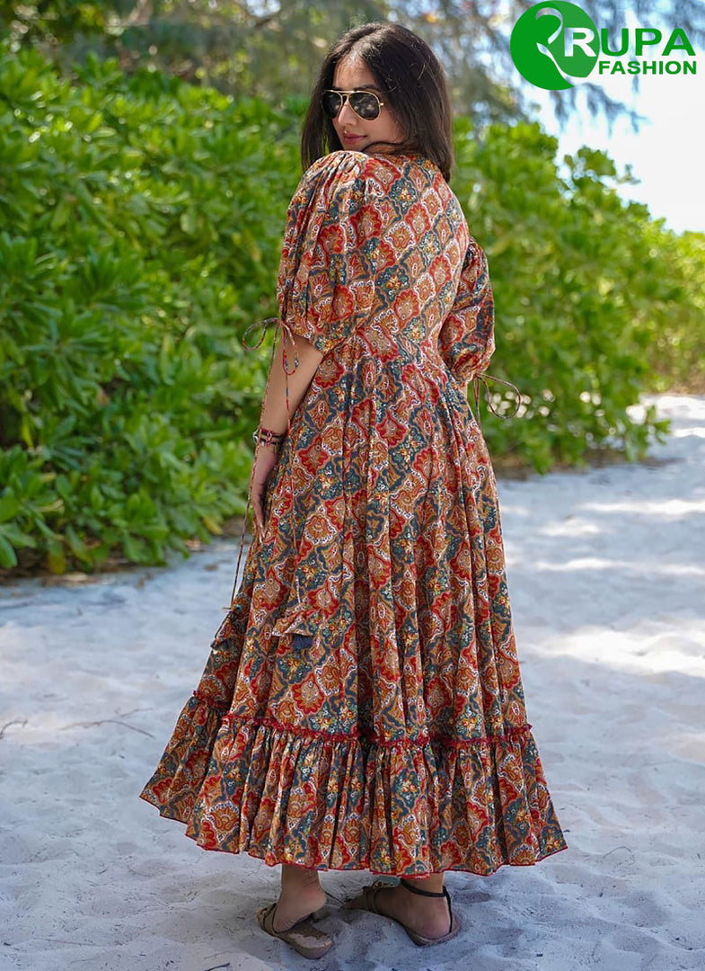 Attractive Multi Color Rayon Digital Print Work Casual Kurti