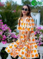 Load image into Gallery viewer, Beautiful Orange Color Digital Print Work Rayon Designer Kurti
